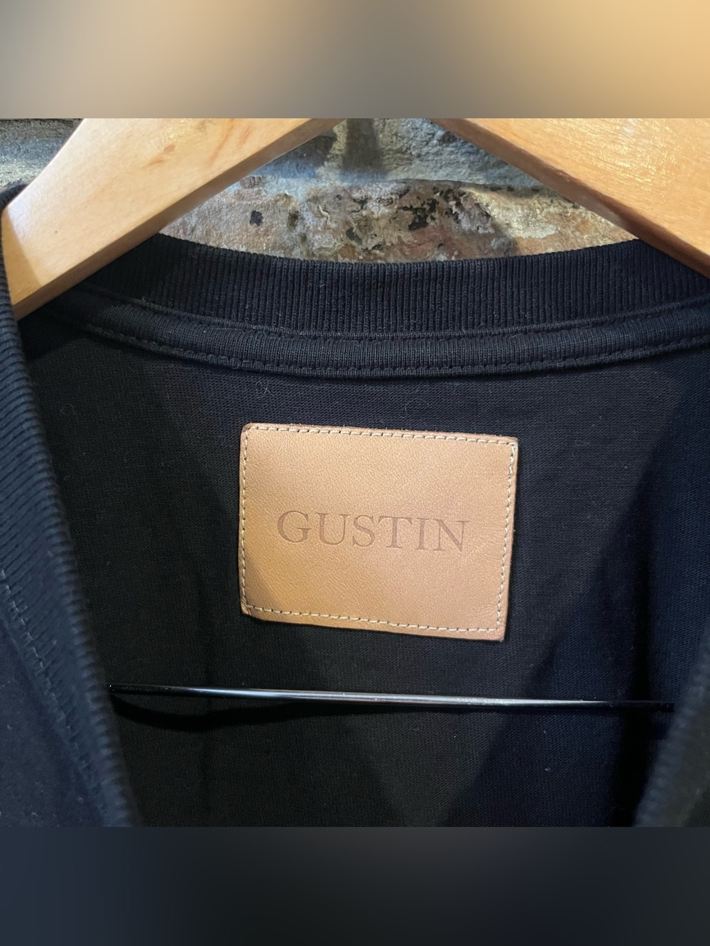 Gustin 100% Cotton Classic Black Crewneck Slim Fit T-Shirt - Picture 3 of 7